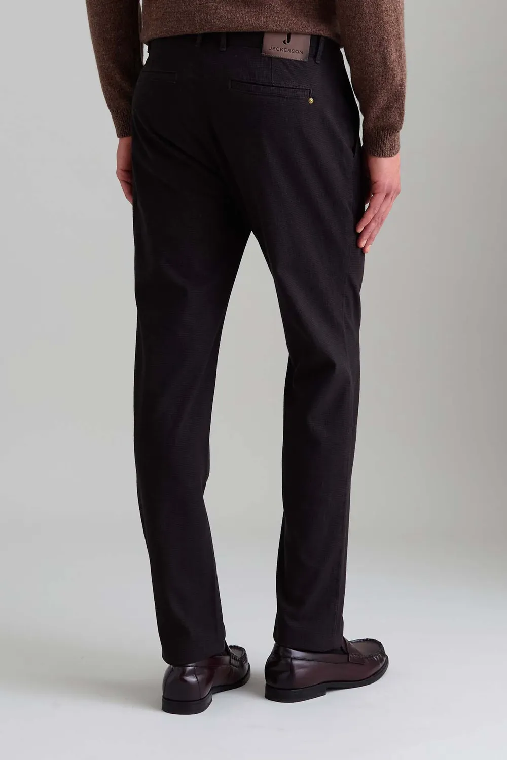 Jeckerson Jack chino bruin pied-de-poule slim fit