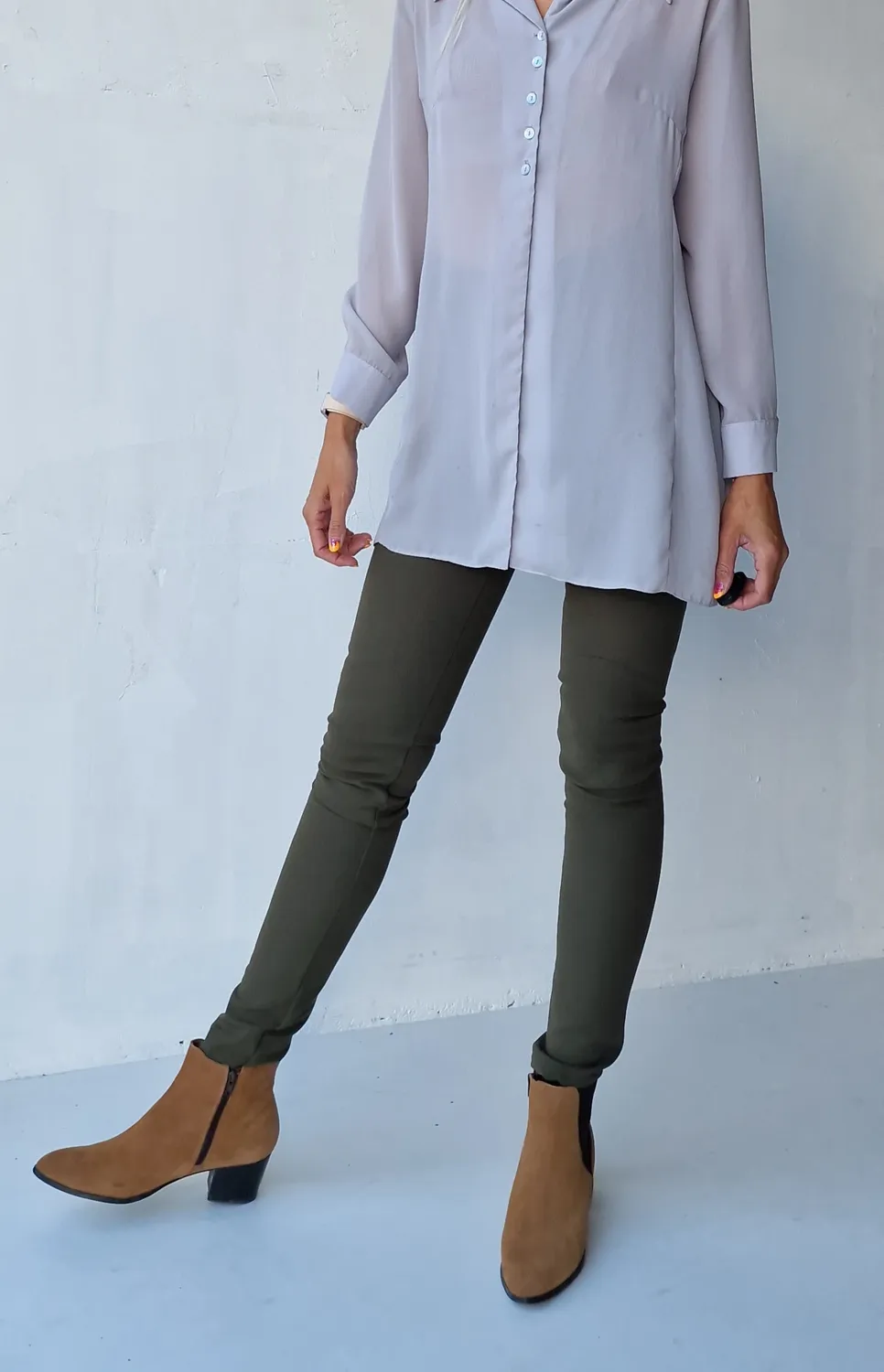 Langeleggings Extra Lange Fleece Tregging Olijfgroen Warm