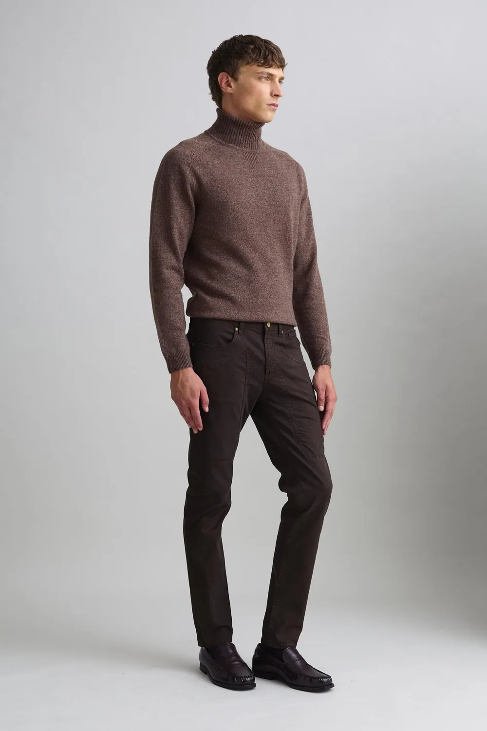 Jeckerson John slim broek donkerbruin katoen