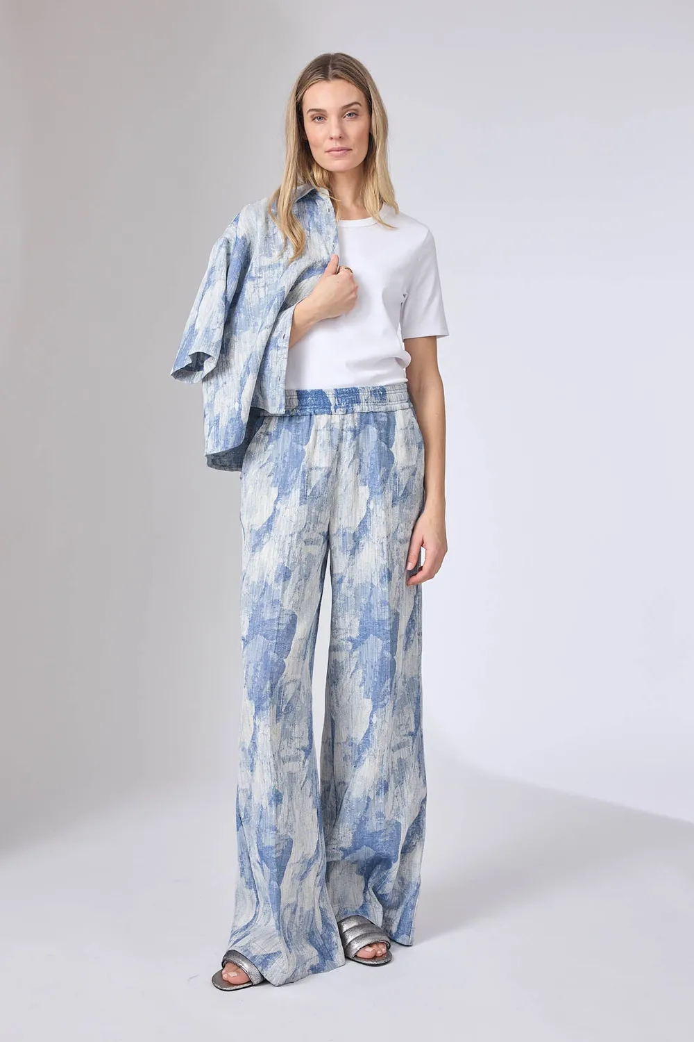 Corel Nina Jaquard Denim broek wijd maat 34-42