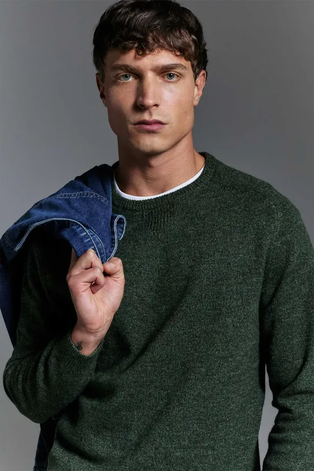 Jeckerson Raglan Trui Wol Groen Melange