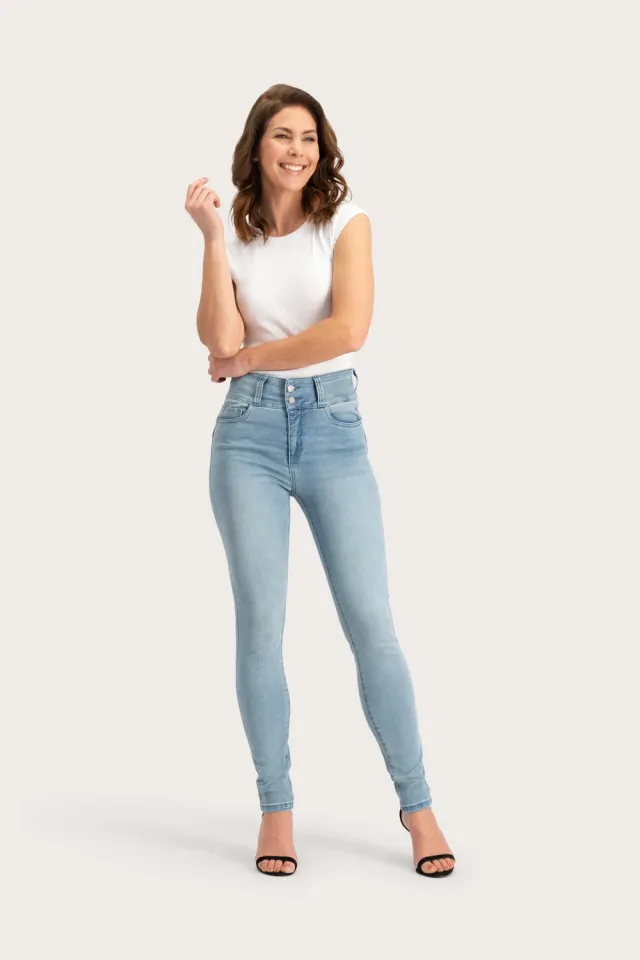 Florez Bodine Slim Fit jeans lichtblauw high-waist