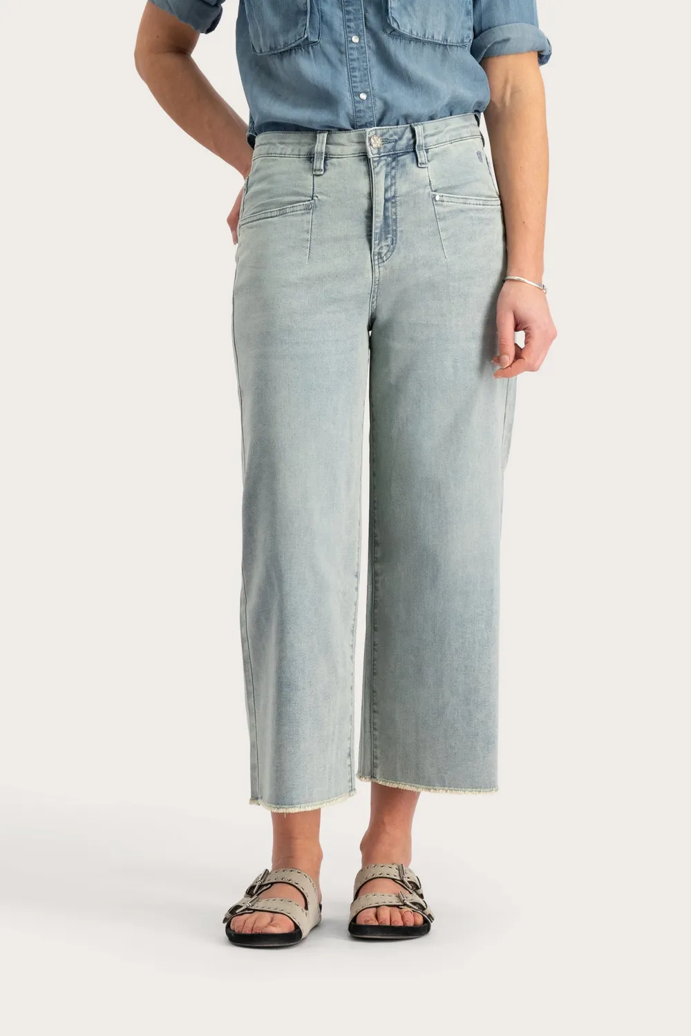 Florez Megan jeans Light Blue cropped wide fit