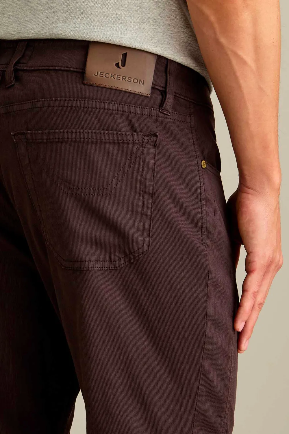 Jeckerson John broek slim fit donkerbruin piquet