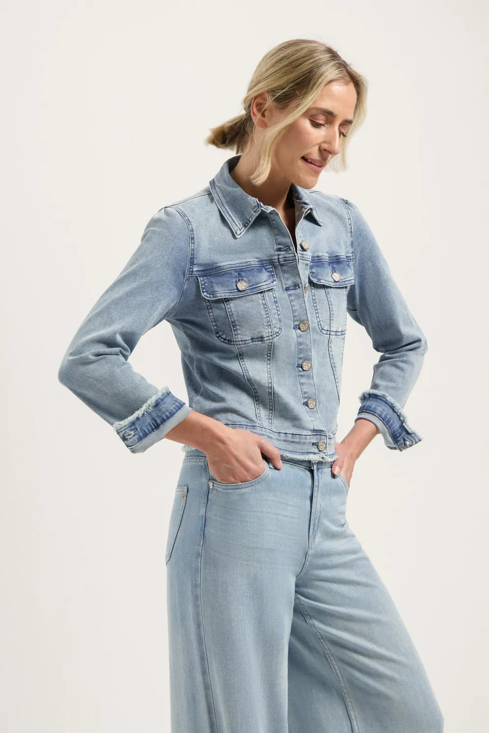 Florez Jacket jasje River Blue slim fit pofmouw