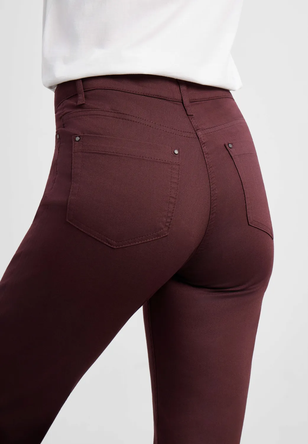 Laurie Charlotte Regular ML broek Dark Plum stretch