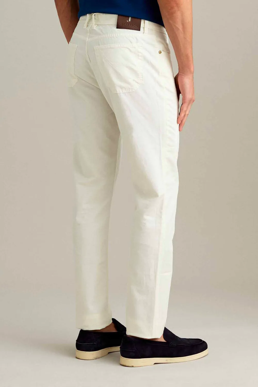 Jeckerson John broek slim fit sneeuwwit linnenmix