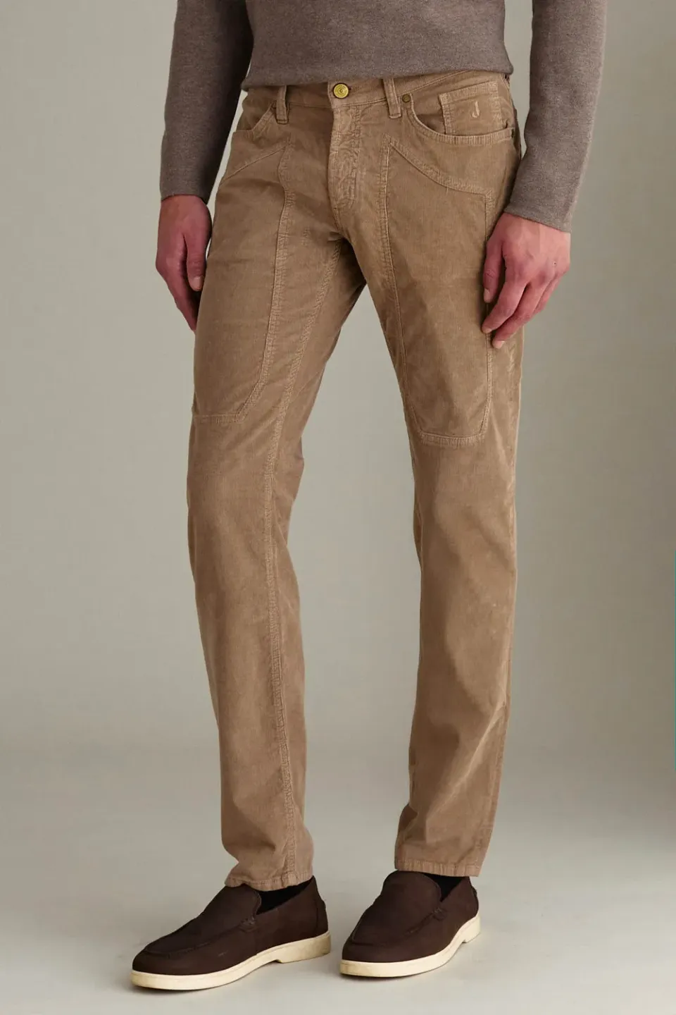 Jeckerson John broek slim fit zanddonker fluweel