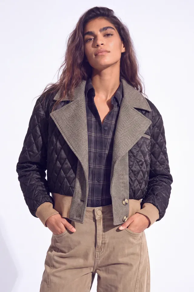 Florez Maggy Jacket jas Black quilted cropped