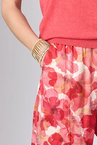 Corel Nola Shine Rosa broek viscose satijn