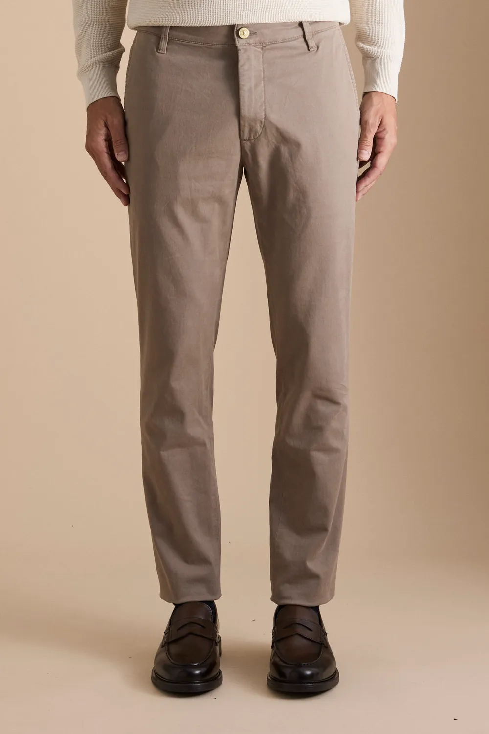 Jeckerson Jack slim fit chino beige katoen ruit