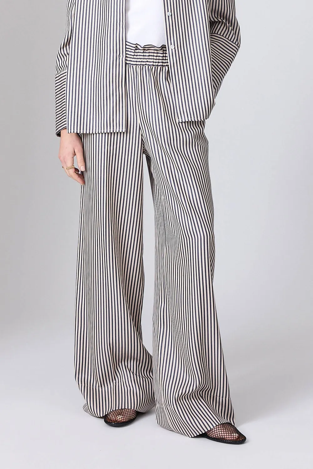 Corel Jaclynn Stripe Tencel broek streep wijd