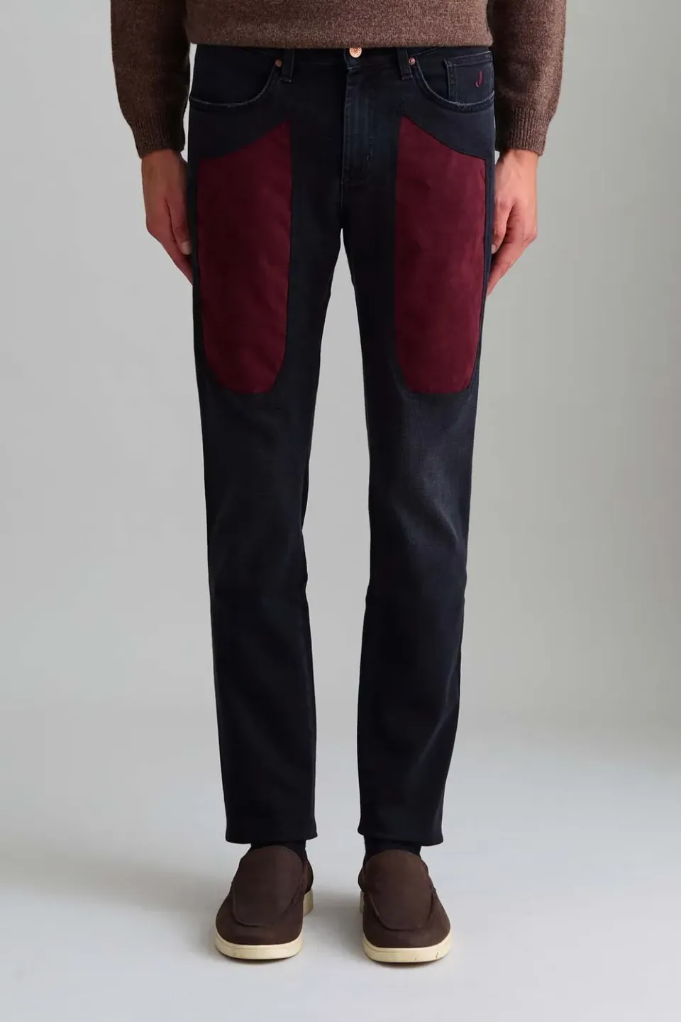 Jeckerson John slim fit jeans zwart rode patch