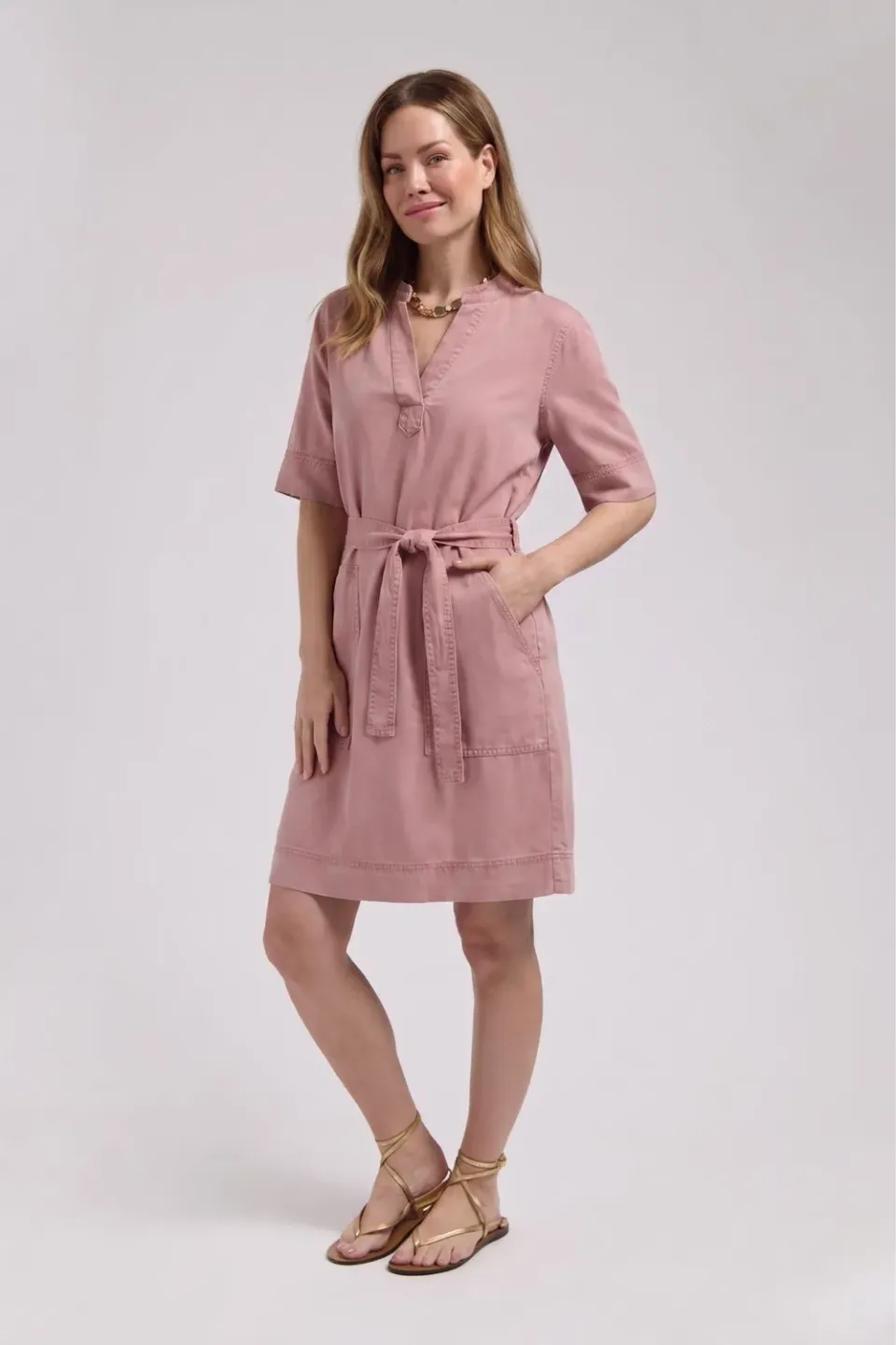 Florez Kayley midi-jurk Pinky rose Tencel