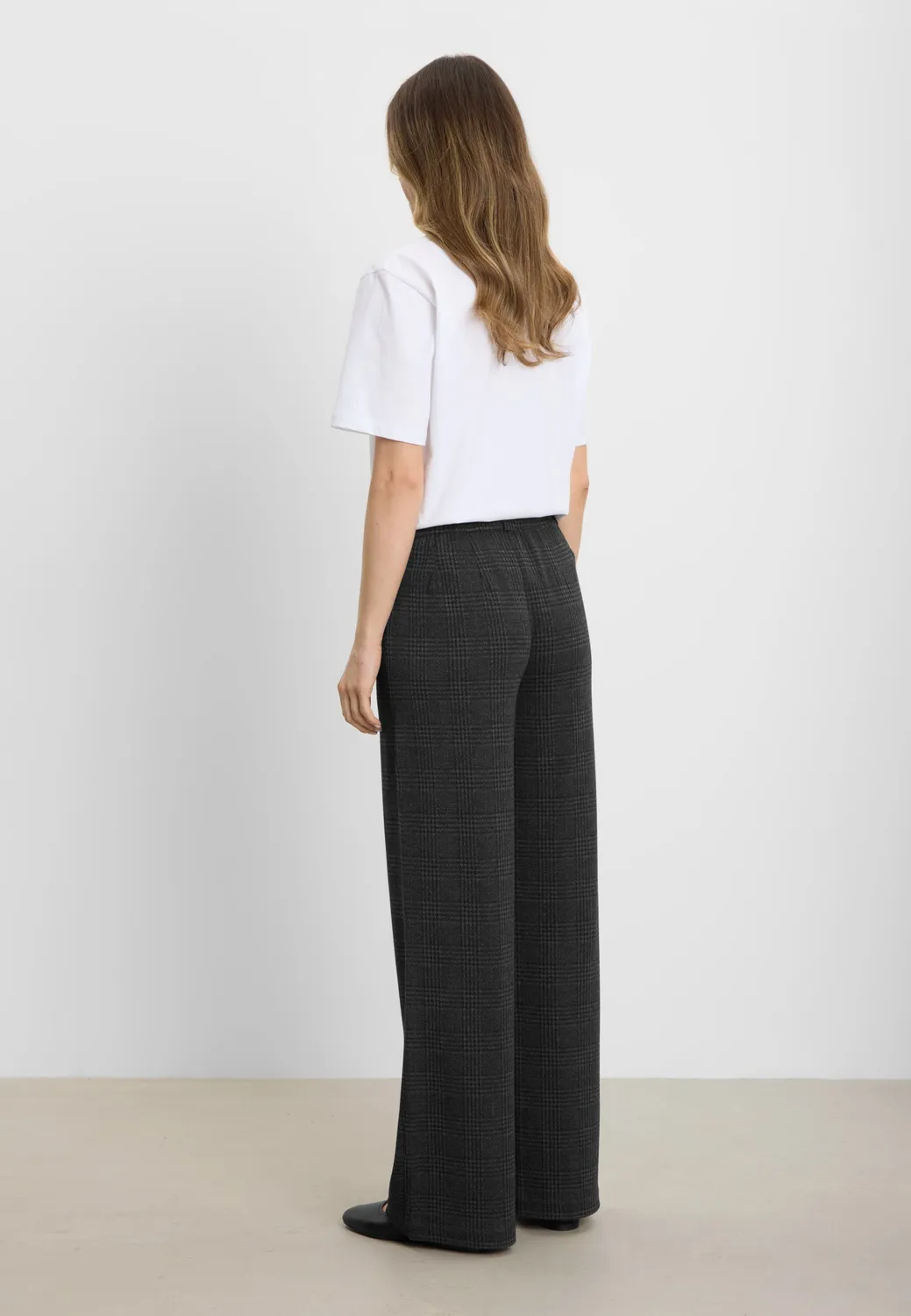Laurie Donna Loose ML broek Anthracite Check wijd
