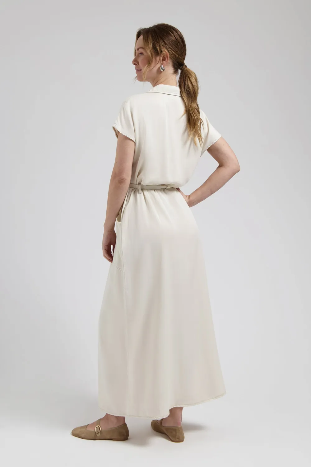 Florez Dina dress Soft white maxi-jurk strikdetail