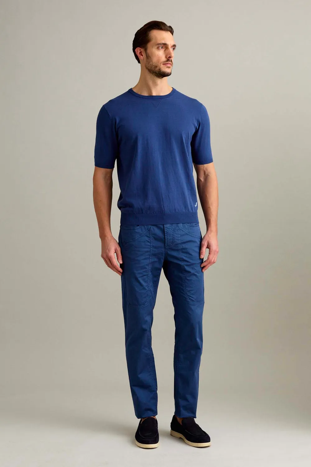 Jeckerson John Slim Fit herenbroek blauw gabardine