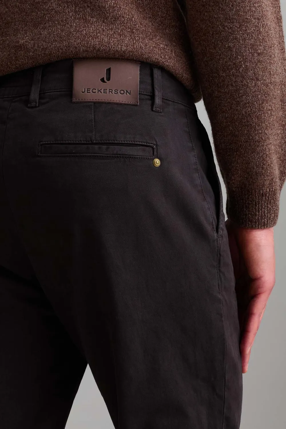 Jeckerson Jack chino bruin slim fit katoen gabardine