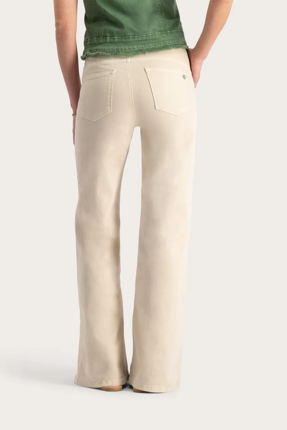 Florez Ana Flared jeans ivory cream hoge taille