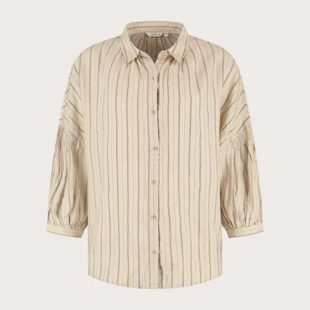 Florez Lester blouse Natural Stripe linnenmix