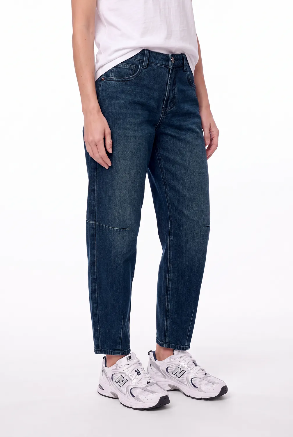 Florez Tess Barrel jeans Dark Blue mid-waist