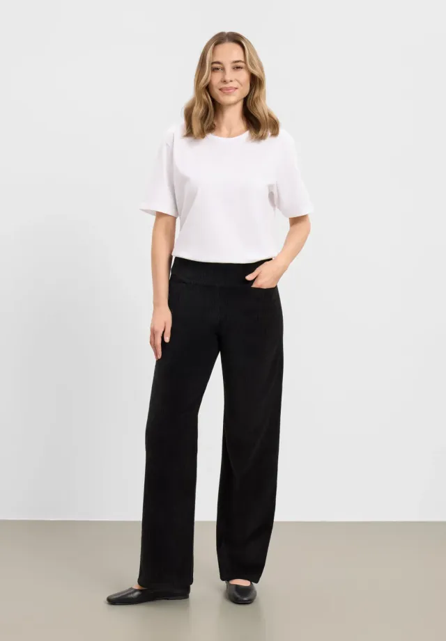 Laurie Thea Straight ribfluwelen broek Zwart 80cm