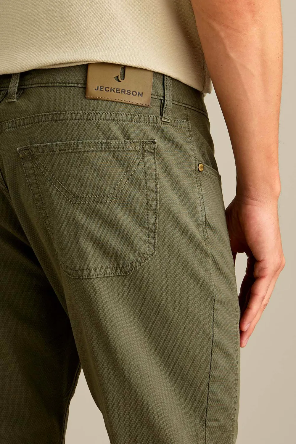 Jeckerson John broek verde militare slim fit katoen old