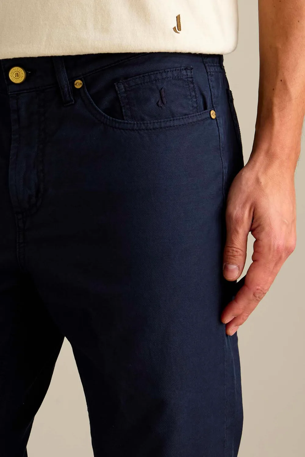 Jeckerson Jordan slim fit broek donkerblauw linnenmix