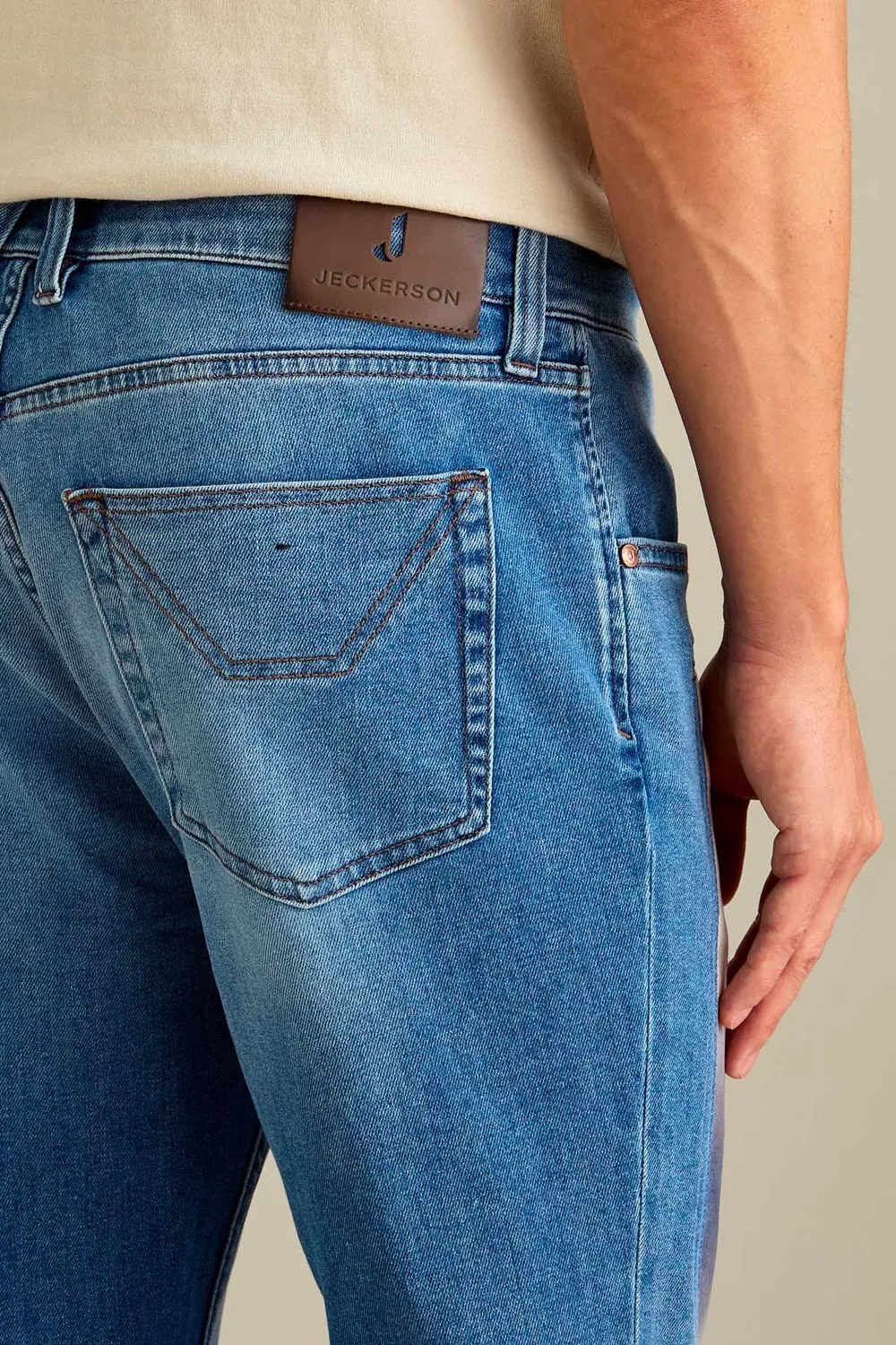 Jeckerson Anniversary Slim Fit Jeans Panama Blauw Alcantara