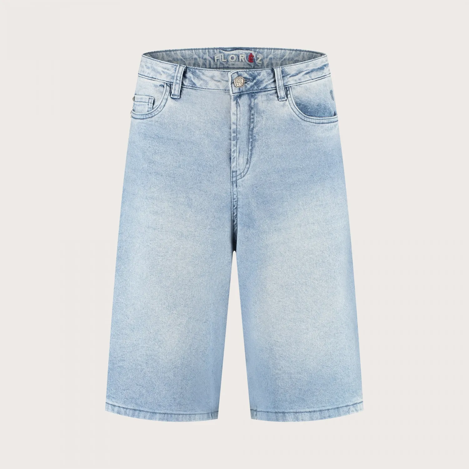Florez Bermuda short Bleached Denim wide-leg stretch