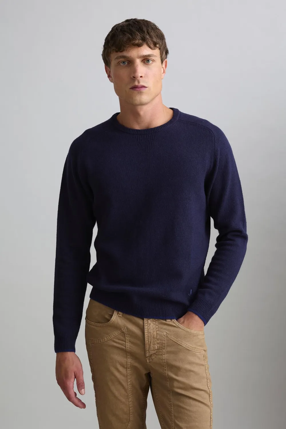Jeckerson Raglan wollen trui donkerblauw