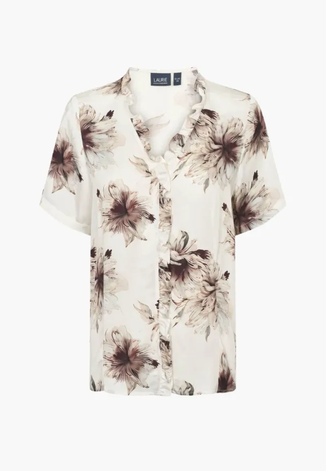 Laurie Naja blouse Bloom Plum Print korte mouw viscose