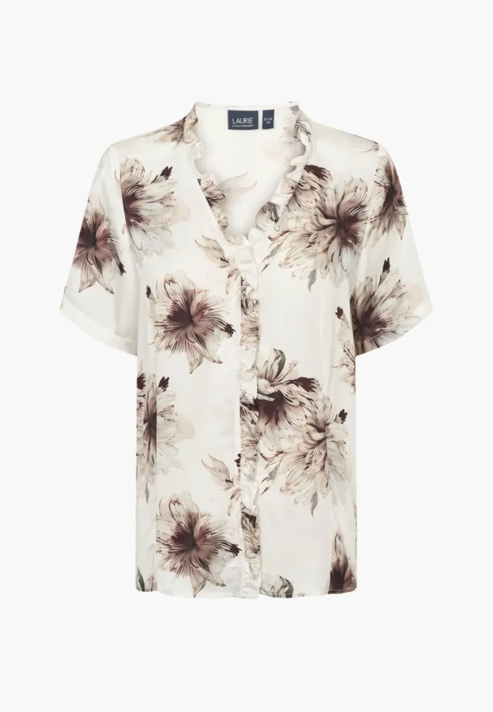 Laurie Naja blouse Bloom Plum Print korte mouw viscose