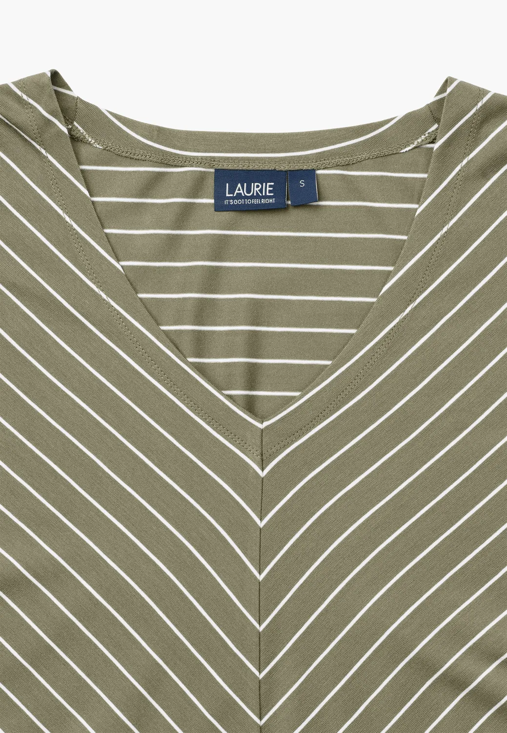 Laurie Ingrid Blouse SS damesblouse Khaki Stripe viscose