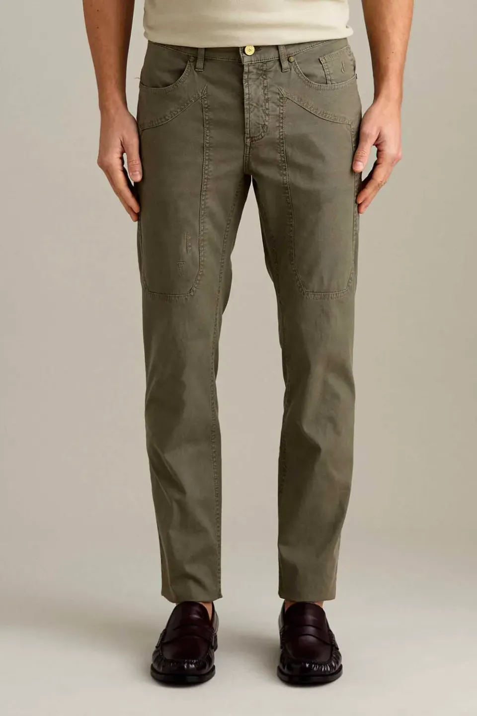Jeckerson John slim fit broek heren groen pigmentverf