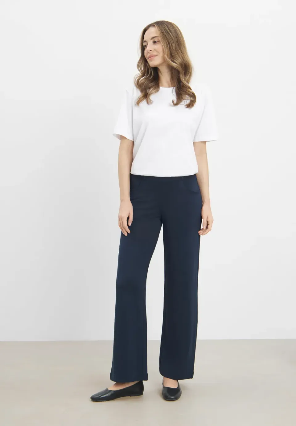 Laurie Donna Loose SL damesbroek Navy brushed stretch