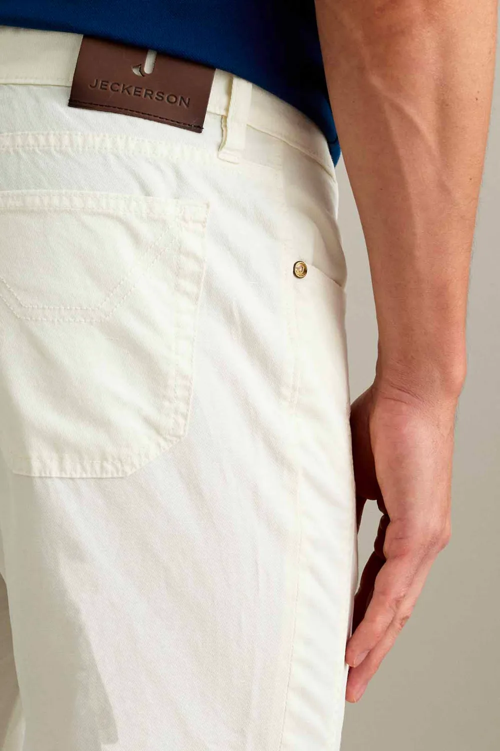 Jeckerson John broek slim fit sneeuwwit linnenmix