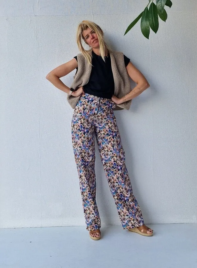 Madame Liz Wide Leg Broek Multicolour 36 Katoen