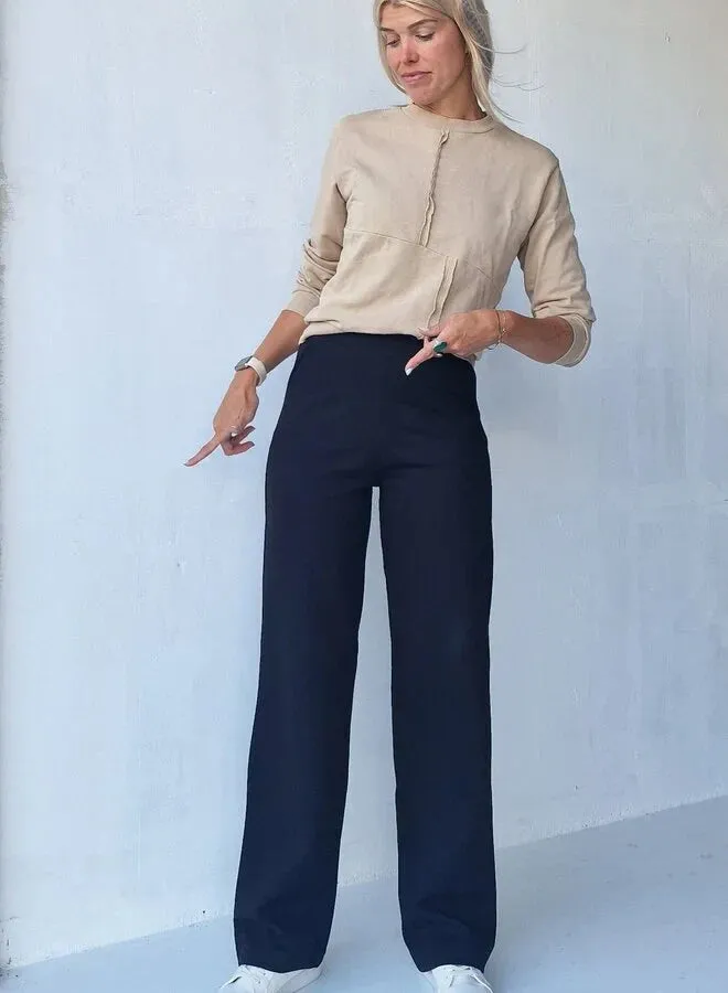 Madame Liz Wide Leg Broek Zwart Lengte 36 Stretch
