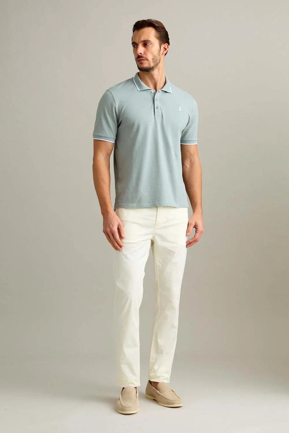 Jeckerson Jordan Slim Fit Broek Sneeuwwit Katoen Gabardine