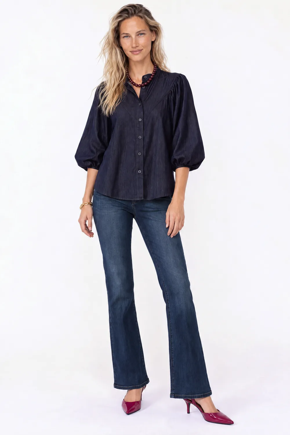 Florez Bibi blouse navy blue pofmouw