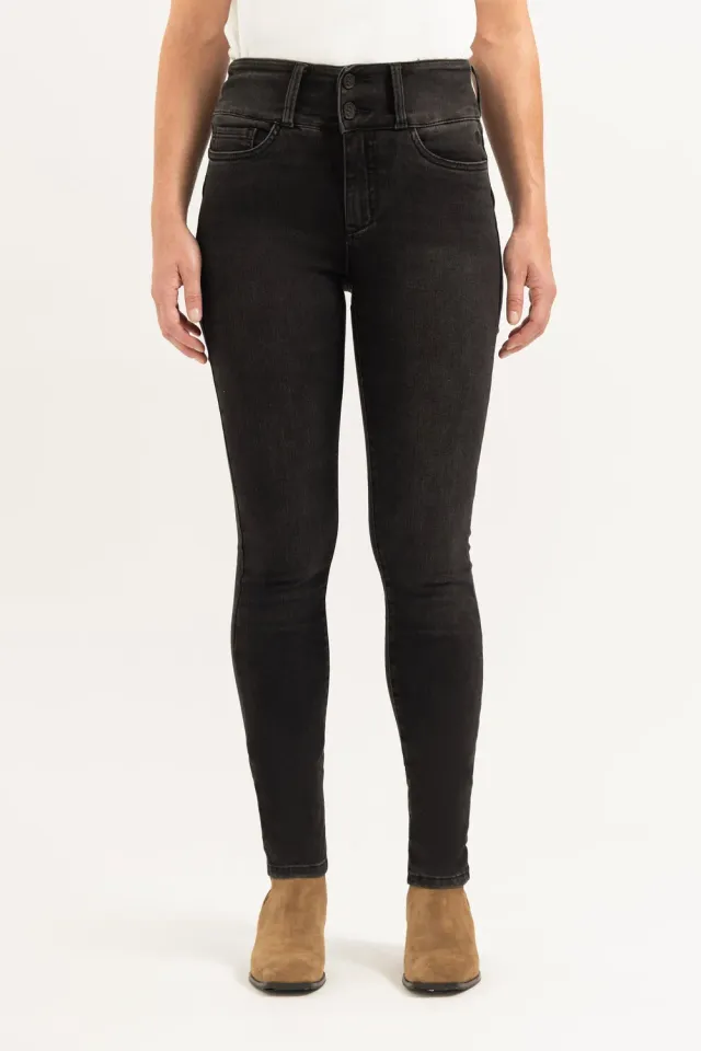 Florez Bodine Slim Fit jeans zwart high-waist