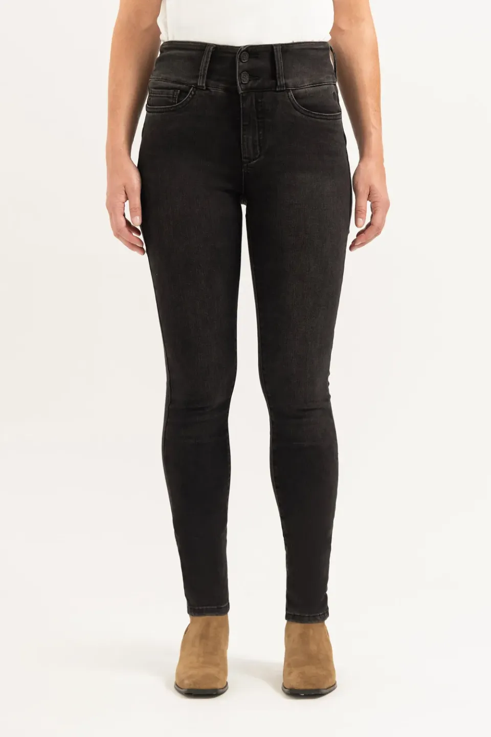 Florez Bodine Slim Fit jeans zwart high-waist