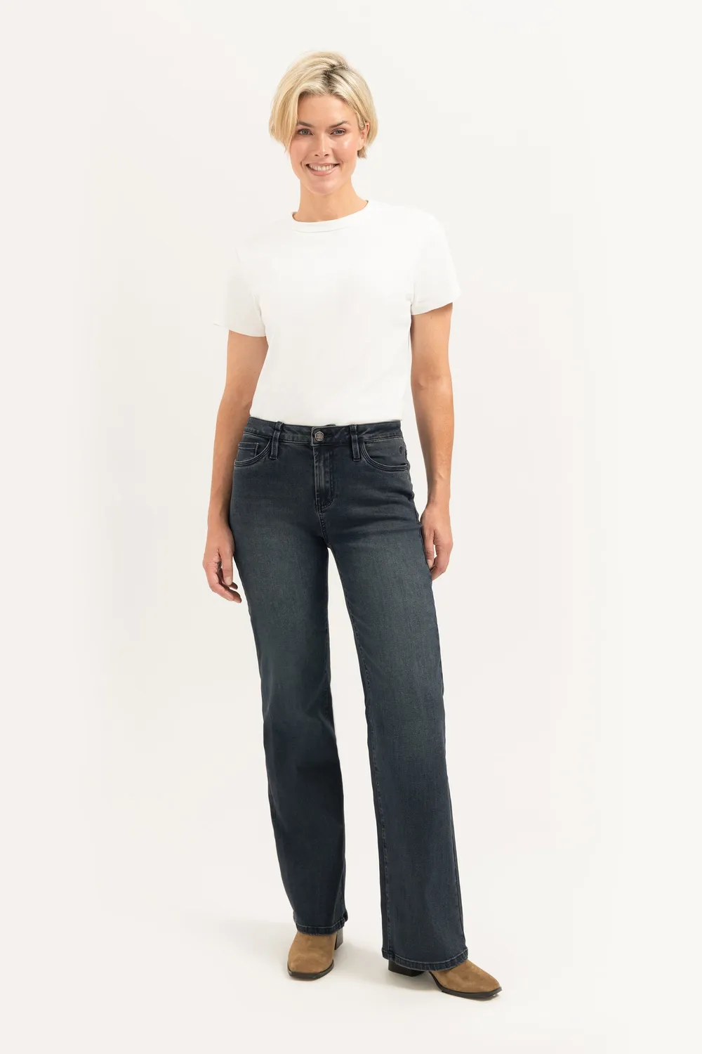 Florez Sophie Straight jeans indigoblauw mid-waist