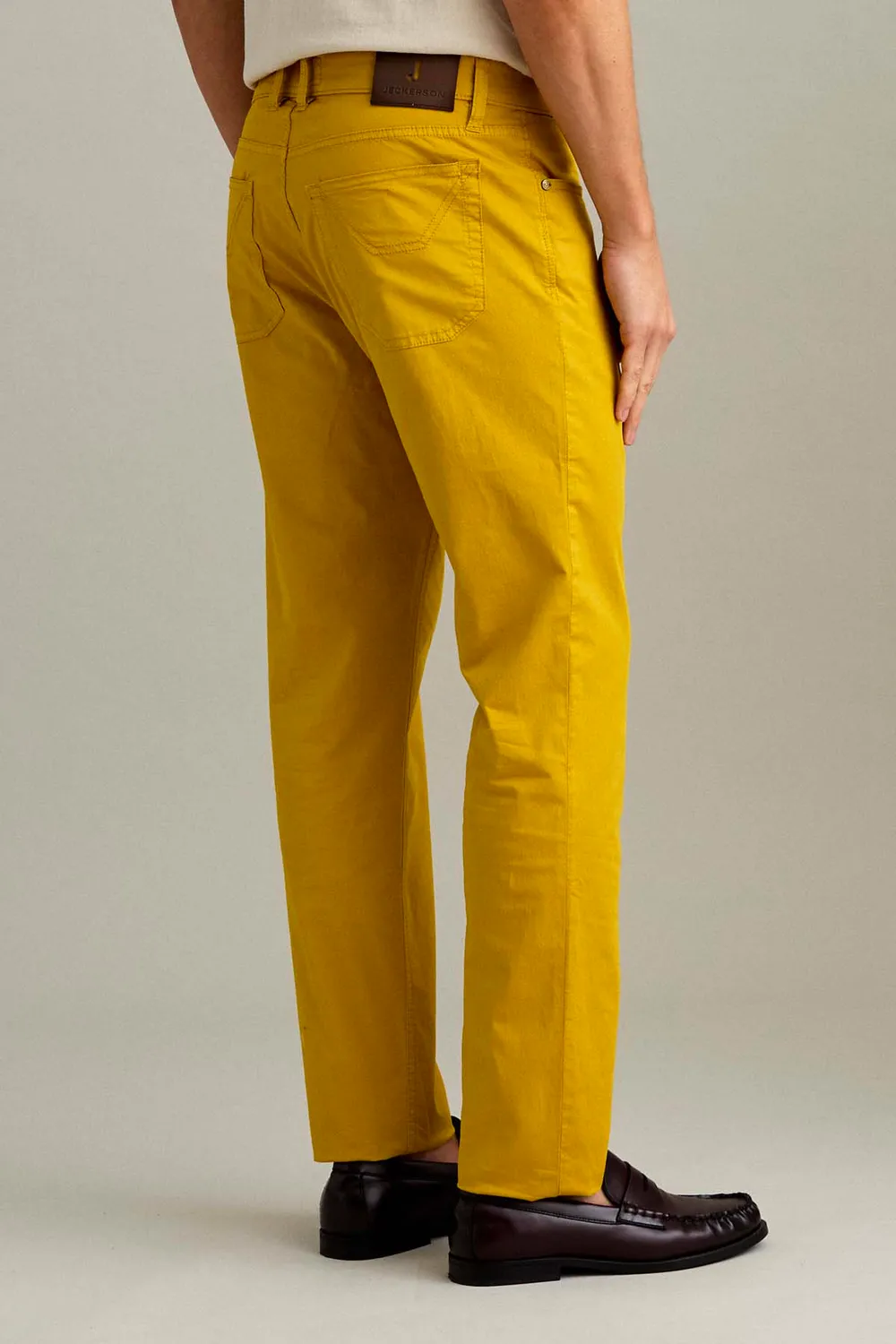 Jeckerson Jordan Slim Fit Broek Goudgeel Gabardine