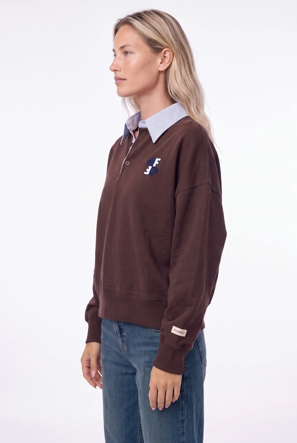 Florez Stella sweater Dark Brown gestreept