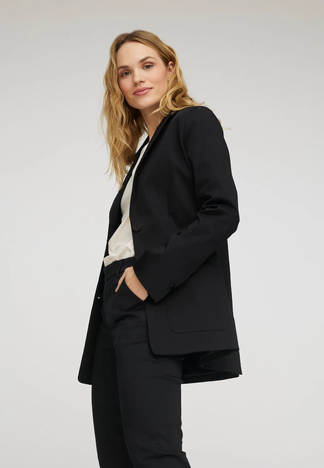 Laurie Britt blazer 76 cm zwart katoenmix