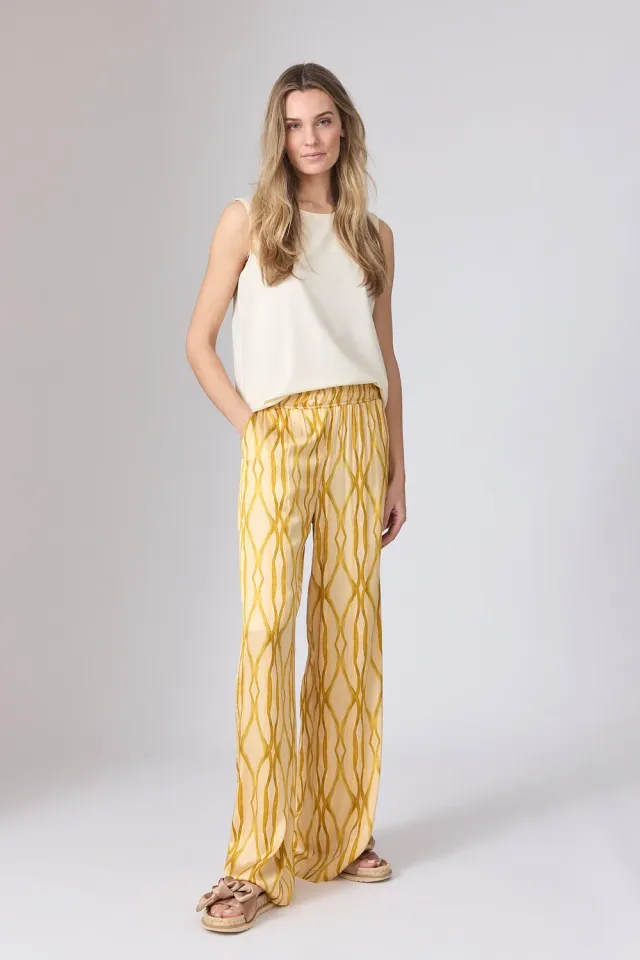 Corel Nola Shine broek sabbia satijn glans