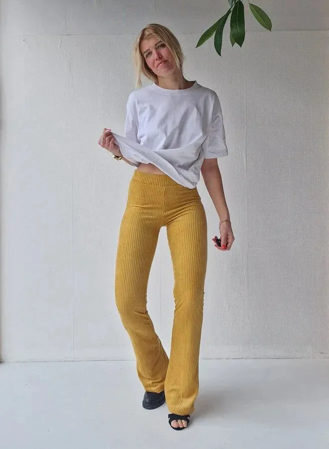 Langeleggings Flared Legging Rib Oker Tall 34 36