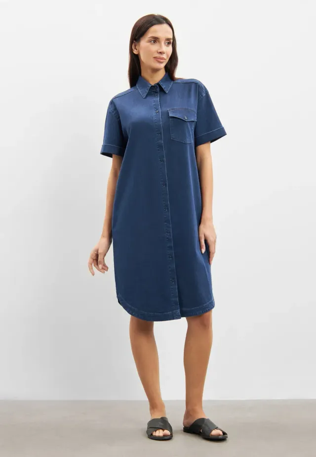 Laurie Utta Denim Shirt Dress jurk medium blue tencel